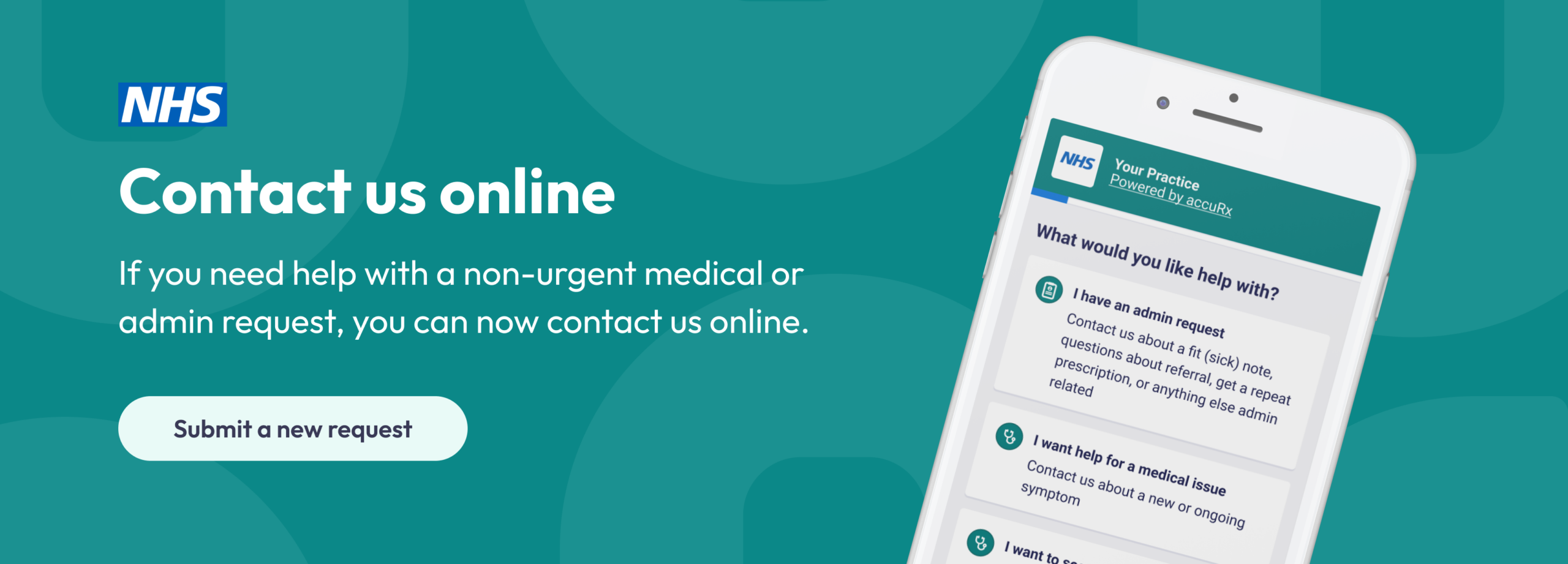 Contact us online. If you have a non-urgent health or admin request you can now contact us online.